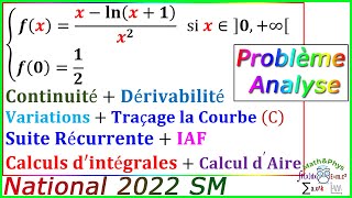 Examen National 2022 SM  Etude de Fonction  Calculs dintégrales [upl. by Ruddie]