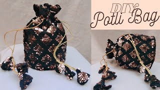 How to make Potli Bag  Batua Bag Making at Home II DIY Handmade Designer Potli Bag Easy Tutorial [upl. by Aihsined951]