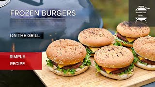 Frozen grilled burgers coal grill recipe [upl. by Enovi]