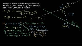 A line is such that its segment between the lines 5x – y  4  0 and 3x  4y – 4  0 straightline [upl. by Boyce]