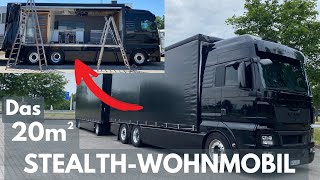 Dieser Sattelzug ist ein ECHTES STEALTHWOHNMOBIL CHRIS 55 baut DACHTERRASSE  WELLNESSBAD  KÜCHE [upl. by Ynamrej679]