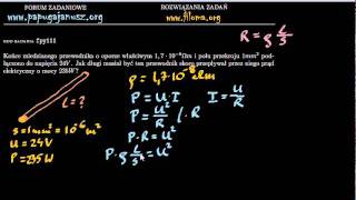 fpy111  Opór właściwy moc prądu  Zadanie z fizyki  filomaorg [upl. by Nirac]