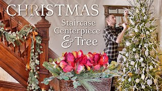 Christmas Decorate With Me 2023 Christmas Tree Decorating Staircase Garland amp Holiday Centerpiece [upl. by Ticknor339]