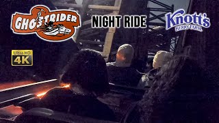 2022 Ghost Rider Roller Coaster at Night On Ride 4K POV Knotts Berry Farm [upl. by Ramonda]