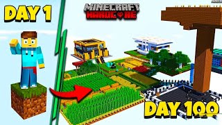 I Survived 100 Days on ONE BLOCK in Hardcore Minecraft  Making house in MINECRAFT 2 [upl. by Elleniad]