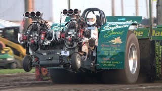 2023 Tractor Pulling 9500 lb Hot Farms and Super Modified Tractors NTPA Greenville OH [upl. by Egreog108]