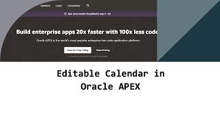 Editable Calendar in Oracle APEX [upl. by Vi]