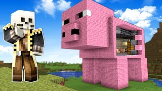 I Built a SECRET BASE in a PIG Minecraft [upl. by Calesta456]