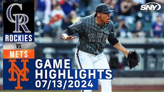 Mets vs Rockies 7132024  NY Mets Highlights  SNY [upl. by Rehpotirhc]