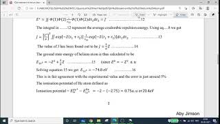 Perturbation Treatment of He Atom MSc Chemistry Semester 2MG University Kottayam [upl. by Charissa]