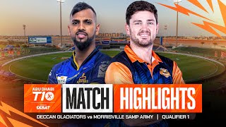 2024 Abu Dhabi T10 I Qualifier 1 Highlights Deccan Gladiators vs Morrisville Samp Army  Season 8 [upl. by Ahsiema405]