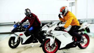 「DUCATI 848EVO vs SUZUKI GSXR750」 PROLOGUE バイク インプレ [upl. by Oizirbaf955]