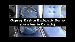 Osprey Daylite Backpack Demo on a Bus  Tekubencom [upl. by Htenaj]