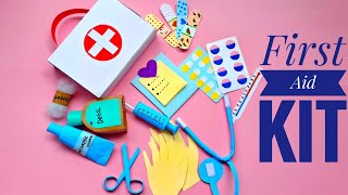 How to make paper Doctor Set  DIY first aid box  School hacks  Paper Craft  Homemade craft [upl. by Aiht]