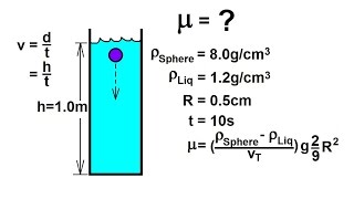 Physics 34 Fluid Dynamics 9 of 24 Viscosity amp Fluid Flow Calculate the Viscosity Ex 1 [upl. by Simetra]