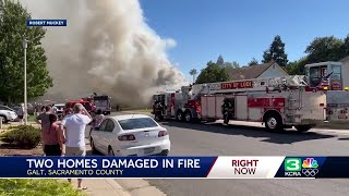 Fast winddriven fire damages two homes in Galt [upl. by Iramohs]