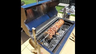 1000 mm Dual Fuel Spit rotisserie  Gas and Charcoal  Flaming Coals [upl. by Roe5]