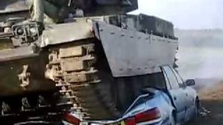 Tank crushes car 1 [upl. by Arretal]