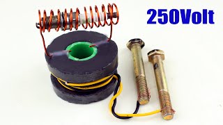 Free Electricity 250V Generator Magnet 4rm PVC wire Energy Generate Spark plug power [upl. by Alfy301]