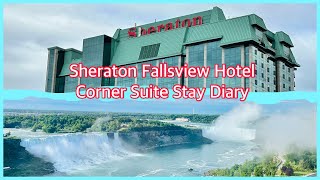 Sheraton Fallsview Hotel Niagara Falls Canadian Fallsview Corner Suite Tour  Fireworks Club Lounge [upl. by Neyud]