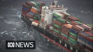 83 shipping containers fall from cargo ship off Australias east coast  ABC News [upl. by Irrehs413]