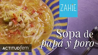 Riquísima sopa de poro y papa con tocino  ¿Cómo hacer crema de papa  Zahie Tellez [upl. by Rexana865]