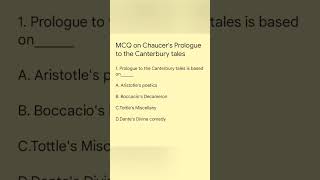 MCQ on Chaucers Prologue to the Canterbury tales PG UG TRB NET SET English [upl. by Nattirb]