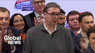 Serbia election President Vucic declares victory in snap parliamentary vote [upl. by Zachariah555]