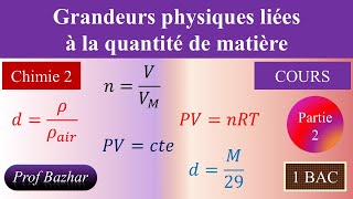 cours Grandeurs physiques liées à la quantité de matière 1bac biof partie 2 [upl. by Yanetruoc]