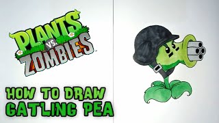 How to DRAW GATLING PEA FNF  Friday Night Funkin  Plants vs Zombies [upl. by Zorine525]