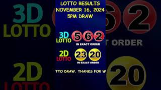 Lotto Result November 16 2024 5pm Draw shorts [upl. by Einahpts]