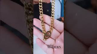 Double D Cuban Link Chain Gold Plated Stainless Steel Choker necklace For Women shortvideo jewelry [upl. by Rudolf367]