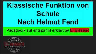 Die klassische Funktion von Schule nach Helmut Fend Pädagogik entspannt erklärt [upl. by Anoerb]