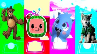 Freddy Fazbear🆚Coocmelon🆚 Baby Moonies 🆚Paw Paw Rocky 🎶 Tiles hop EDM Rush [upl. by Kenny276]