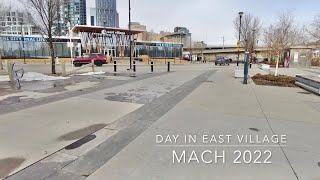 MARCH 2022 WALKING THROUGH EAST VILLAGE CALGARY ALBERTA 4K BONUS PERFORMANCE INSIDE STUDIO BELL [upl. by Valiant73]