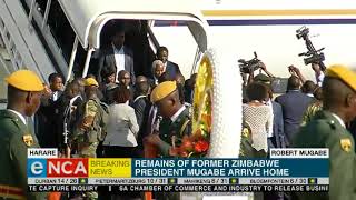 Remains of Mugabe arrive in Harare [upl. by Ydolem581]