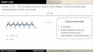 zadanie 5  matura z matematyki ciąg arytmetyczny zestaw 1 [upl. by Ahsekahs]