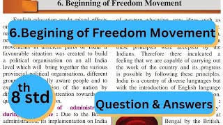 8th Std  History  Chapter 6 Beginning of freedom movement answer from textbook  Maharashtra board [upl. by Eiboh]