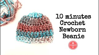 10 minutes Crochet Super Bulky Newborn Beanie [upl. by Nazler]