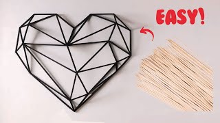 How to make Geometric Heart with Sticks  Perfect for Decor [upl. by Ailahs]