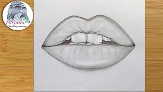 How to draw Lips by pencil step by step [upl. by Shriner25]