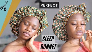 This bonnet will never fall off your head at night  How to make an ADJUSTABLE SATIN BONNET  DIY [upl. by Georg]