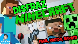 DISFRAZ de MINECRAFT  Como Hacer Disfraz de Minecraft FACIL RAPIDO BARATO  Carnaval 2017 by NeNo [upl. by Ngo]