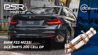 BMW F22 M235i  DCE Parts 200 Cell Downpipe With Stock Exhaust [upl. by Northway620]