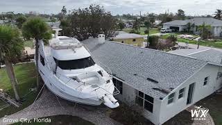 Hurricane Milton devastates the Manasota Key and Grove City Florida  Drone [upl. by Tse932]