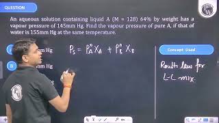 The vapour pressure of pure water at \37\circ C\ is 471 torr What is the vapour pressure o [upl. by Adnaloj]