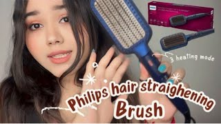 Philips hair straightener brush😍  honest review complete detail  Tried  trending youtube [upl. by Weissman334]