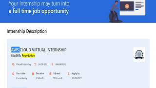 AWS CLOUD VIRTUAL INTERNSHIP  Internship For 10000 Student  Any Year In College [upl. by Retrac263]