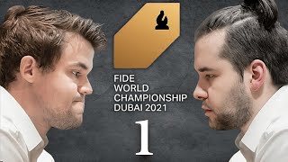 Ian Nepomniachtchi vs Magnus Carlsen  World Championship Match 2021  Round 1 [upl. by Deeann]