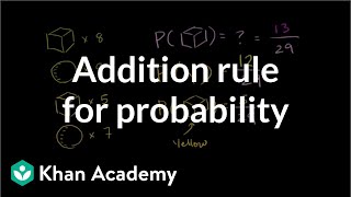 Addition rule for probability  Probability and Statistics  Khan Academy [upl. by Amice]